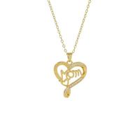 LSxAB Collier avec pendentif en forme de cœur et fleur plaqué or pour la fête des mères, cadeau pour maman, grand-mère, épouse, sœur, One Size, Cuivre, Pas de pierre précieuse