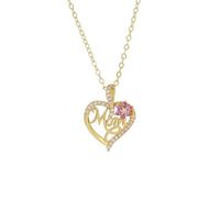 LSxAB Collier avec pendentif en forme de cœur et fleur plaqué or pour la fête des mères, cadeau pour maman, grand-mère, épouse, sœur, One Size, Cuivre, Pas de pierre précieuse