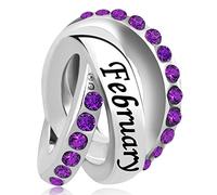 LSxAB Janvier à décembre 12 mois - Pierre porte-bonheur couleur - Breloque d'anniversaire compatible avec les bracelets Pandora, 4.8mm-5.0mm, Cuivre, Pas de pierre précieuse