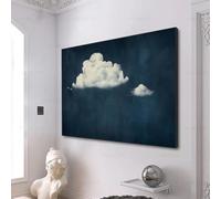 LSYALUCK Affiche abstraite de nuages bleus, art mural sur toile, style minimaliste, ciel nocturne, décoration murale pour salon, impression sur toile 50x75cm/20x30 pouces cadre intérieur