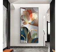 LSYALUCK Affiches de luxe nordiques avec lignes dorées, tableau mural moderne abstrait avec fleurs, peinture sur toile pour galerie, décoration d'intérieur, 50 x 100 cm, cadre intérieur