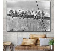 LSYALUCK Déjeuner au sommet d'un gratte-ciel Vintage affiche imprime salon chambre décor à la maison paysage de New York toile peinture mur Art 80x130 cm (32x51in) cadre intérieur