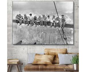 LSYALUCK Déjeuner au sommet d'un gratte-ciel Vintage affiche imprime salon chambre décor à la maison paysage de New York toile peinture mur Art 80x130 cm (32x51in) cadre intérieur