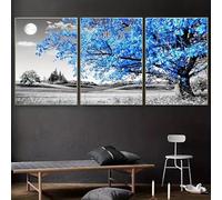 LSYALUCK Impression sur toile Arbre bleu dans un paysage gris Affiche Art mural nordique Peinture sur toile pour salon Affiches Impressions Images 60x95cm24x37in x3cadre intérieur
