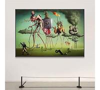 LSYALUCK Le rêve américain par Salvador Dali - Peinture sur toile - Reproduction d'œuvres d'art célèbres - Décoration murale pour salon - 90 x 135 cm - Cadre intérieur