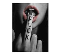 LSYALUCK Lèvres avec doigt peinture sur toile Cool Girl Art affiches et impressions photos murales en noir et blanc pour la décoration de la maison 60x110 cm (24x43in) cadre intérieur