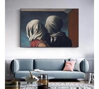 LSYALUCK René Magritte l'amant peintures sur toile sur le mur affiches d'art impressions surréalisme toile ART photos décoration murale de la maison 55x95 cm (22x37in) cadre intérieur