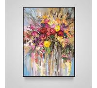 LSYALUCK Tableau sur toile abstrait moderne représentant une rose, idéal pour la décoration murale du salon et une élégante décoration florale 80x110cm cadre intérieur