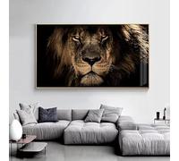 LSYALUCK Tableaux sur toile d'animaux, affiches et impressions murales modernes, lions en noir et blanc, art mural, tableaux sur toile, décoration de chambre et d'intérieur 70x115cm/28x45 po