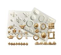 Lsydgn 2 Morceaux Moule En Silicone à Cadre 3D (9 x 0.8 cm) Miroir Moules En Pâte à Tarte Chocolat En Argile Bonbon pour Projets D'artisanat De Bijoux De Décoration Gâteau (Gris)