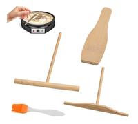 Lsydgn 4 Pcs Etaleur Crepe Bois, Râteau Crêpe Spreader Cuisine Kit, 1 Répartiteurs Et 2 T Spatule, Spatule à Crêpe Silicone, Spatule Crepe Pour Ustensiles De Cuisine Pancake Maker Cooking Tool