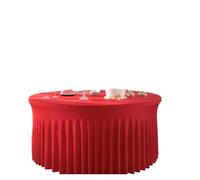 LSYHHXC Housse de Table Ronde en élasthanne for Mariage, Infroissable, Extensible, avec Jupe à Volants, for fête et Banquet(Red,4FT 122x78cm)
