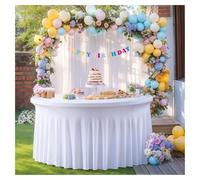 LSYHHXC Housse de Table Ronde en élasthanne for Mariage, Infroissable, Extensible, avec Jupe à Volants, for fête et Banquet(White,6FT 183x78cm)