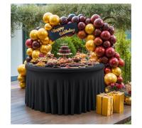LSYHHXC Housse de Table Ronde en élasthanne for Mariage, Infroissable, Extensible, avec Jupe à Volants, for fête et Banquet(Black,5FT 152x78cm)