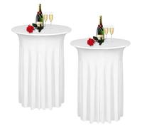 LSYHHXC Lot de 2 nappes Rondes en élasthanne for Table Cocktail, for Bar, Banquet, Mariage, fête(White,80x110cmX2PCs)