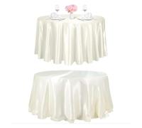 LSYHHXC Nappe Ronde en Satin De Soie Brillante Ivoire, Beige Imperméable, Tissu Lisse for Mariage, Banquet, Décoration(Round 275cm-108 inch)