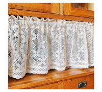 LSYHHXC Rideaux de chambre à coucher - Rideau court en fil de coton au crochet pour cuisine - Couverture décorative en dentelle tricotée - Rideaux à œillets creux (02, passe-tringle _ 180 cm de large