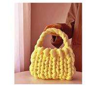 LSYHHXC Sac tricoté à la Main en Laine islandaise Super épaisse, Sac fourre-Tout tricoté à la Main Fait Maison(Yellow,28X23X20cm)
