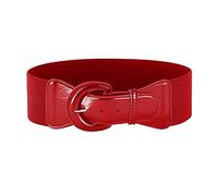 LSYYSL Ceinture rétro large réglable en cuir pour femme Rouge 7,5 x 87 cm (tour de taille 71-89 cm)