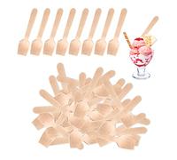 LSYYSL Lot de 100 cuillères en bois, mini cuillères, cuillères à dessert en bois, cuillères à glace, cuillères en bois biodégradables pour crème glacée, gâteau, gelée, yaourt
