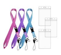 LSYYSL Lot de 3 lanières à fermeture rapide avec 3 porte-cartes d'identité, lanière rotative à boucle en nylon coloré, accessoires de bureau, adaptés aux entreprises et expositions 1,1x48cm