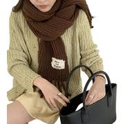 LSZBYHOK Foulard Écarpe Épaisse des Femmes d'hiver Tricotée Laine Épaisse Grande Écharpe Tresse De Fleur De Chanvre-Chocolat