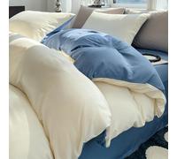 LSZHBSL Housse de Couette 180 x 220 cm Coton Blanc cassé Lavable, séchage Rapide, Entretien Facile Parure de Lit Linge de lit Avez Fermeture Éclair