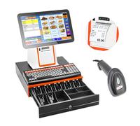 LSZMXI Caisse enregistreuse Intelligente avec imprimante Thermique, écran Tactile 15,6 Pouces, Clavier de 101 Touches, Terminal Point Vente Scanner Portable, Tiroir-caisse en White-set