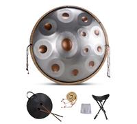 Handpan Drum Instrument, D Minor 12 Notes 22" Steel Hand Drum with Soft Handpan Bag, 2 Handpan Maillets, Handpan Stand, for Sound Healing, Personal Meditation and Relaxation