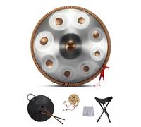 Handpan Drum Instrument, D Minor 9 Notes 22" Steel Hand Drum with Soft Handpan Bag, 2 Handpan Maillets, Handpan Stand for Sound Healing, Personal Meditation and Relaxation
