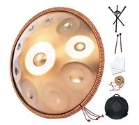 LSZMXI Handpan Drum, Steel Tongue Drum à 22 Pouces D Minor 10 Tons, Tambour Handpan Instrument à Percussion en Acier de Tambour à Main pour la Méditation,Yoga, Performances, éducation