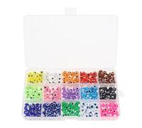 LT Easiyl 1 Boîte de Perles Mauvais Yeux de 8mm Ensemble de Perles en Résine Faites à La Main Applicables Aux Colliers Div Bijoux Bracelets Artisanaux (15 Couleurs 450 Pièces)