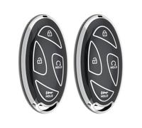 LT Easiyl 2pcs Coques de Clé à 7 Boutons Compatible avec Hyundai Loniq 6/5 Compatible avec Kona SX2 EV (Bordure Noire et Argentée)