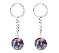 LT Easiyl 2pcs Porte-clés Veilleuse du Zodiaque 12 Constellations Porte-clés Lumineux Veilleuse Porte-clés Sphère de Verre Lumineuse Constellation Porte-clés pour Hommes Femmes, Verseau