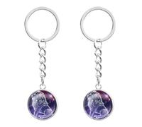 LT Easiyl 2pcs Porte-clés Veilleuse du Zodiaque 12 Constellations Porte-clés Lumineux Veilleuse Porte-clés Sphère de Verre Lumineuse Constellation Porte-clés pour Hommes Femmes, Léo