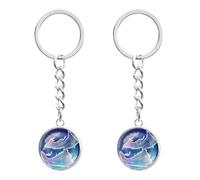 LT Easiyl 2pcs Porte-clés Veilleuse du Zodiaque 12 Constellations Porte-clés Lumineux Veilleuse Porte-clés Sphère de Verre Lumineuse Constellation Porte-clés pour Hommes Femmes, Poissons