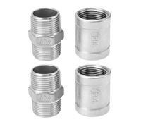 LT Easiyl 4 Pièces 3/4 Pouces à 3/4 Pouces Femelle et Mâle BSP Raccord Fileté 304 Connecteur Couplage Hexagonal en Acier Inoxydable Kit Raccord Tuyau Fileté pour la Conversion Connexion Tuyau