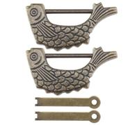 LT Easiyl Lot de 2 cadenas vintage en forme de poisson gravé - Cadenas décoratif en bronze pour armoire, boîte à bijoux, tiroir, mini armoires
