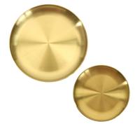 LT Easiyl Lot de 2pcs Plateaux de Rangement Ronds Dorés Plateau Rond en Acier Inoxydable Plaque Décorative Circulaire Dorée pour Salons Salles de Bains Hôtels Restaurants