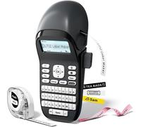 LT12 Portable Labeling Machine-Inkless Thermal Sticker Label Printer with QWERTY Keyboard,Includes P12 Black and White Adhesive Tape (12mm),for Home and Office,Grey
