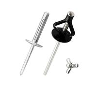 LTADX Rivets à trois volets à grande bride, en aluminium noir/argent, Rivets aveugles pliants Pop, Rivets aveugles explosifs Dia 3.2/4.0/4.8/6.4mm, 30/50 pièces(30Pcs,4.8x21x16 All Black)