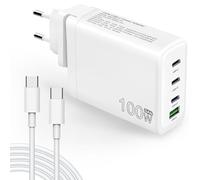 LTBSTOYE Chargeur Rapide USB-C 100W, Adaptateur Secteur 4 Ports GaN Type C avec câble, Compatible avec MacBook Pro/Air, Lenovo/HP/Dell, iPhone 15/14, iPad Pro, Google Pixel, Samsung Galaxy S23/S22