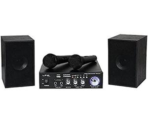 LTC - KARAOKE-STAR2MKII - Kit karaoké avec amplificateur, 2 micros filaires et 2 Enceintes de 50W - Bluetooth, USB et SD - Noir