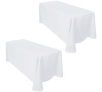 LTC LINENS Lot de 2 nappes rectangulaires blanches - 90 x 156 pouces - Nappe rectangulaire pour table de 8 pieds - Nappe extra longue avec coins arron
