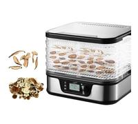 LTC Séchoir électrique 380W avec écran LED et minuterie 24 heures 5 plaques lavables thermostat 35-75°C pour champignons fruits légumes herbes viande construction robuste métal noir