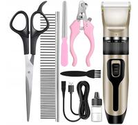 LTC - Tondeuse chien et chat - Sans fil - Tondeuse à poils d'animaux sans fil silencieuse - avec lame en céramique, USB - Set XXL : 4 embouts, lime et ciseaux à griffes, peigne à poils de chien - 185
