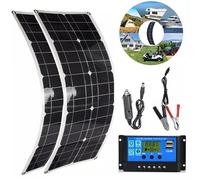 LTdlhFk Panneau Solaire Flexible 100 W 18 V,Kit De Panneau Solaire Pliable Portable avec Contrôleur Et Trous De Positionnement pour Camping,électronique,Camping-Car,2x100W-30Acontroller