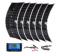 LTdlhFk Panneau Solaire Flexible 100 W/200 W/300 W/400 W/500 W/600 W - ContrôLeur 60 A + Double USB, Panneaux Solaires Monocristallins pour La Maison, L'ExtéRieur, La Voiture, La Caravane,6Pcs