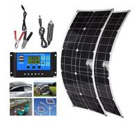 LTdlhFk Panneau Solaire Flexible 100 W/200 W/300 W/400 W/500 W/600 W - ContrôLeur 60 A + Double USB, Panneaux Solaires Monocristallins pour La Maison, L'ExtéRieur, La Voiture, La Caravane,2Pcs