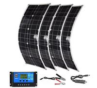 LTdlhFk Panneau Solaire Flexible 100 W/200 W/300 W/400 W/500 W/600 W - ContrôLeur 60 A + Double USB, Panneaux Solaires Monocristallins pour La Maison, L'ExtéRieur, La Voiture, La Caravane,4Pcs